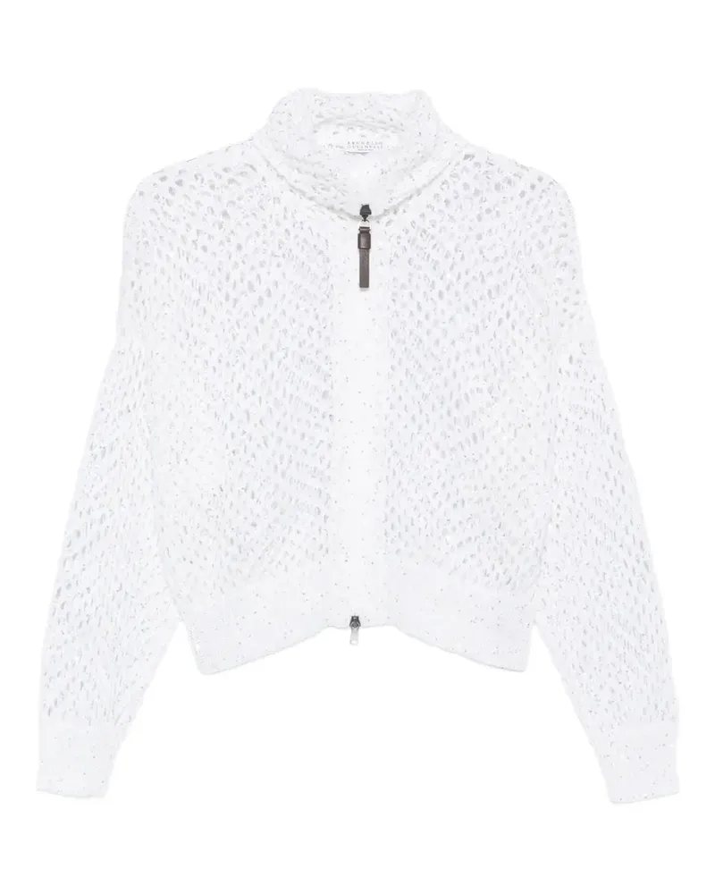 Brunello Cucinelli Cardigan mit Pailletten - Weiß Weiß