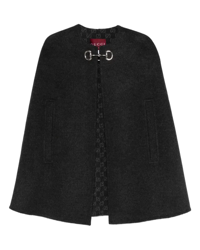 Gucci horsebit jacquard cape - Schwarz Schwarz