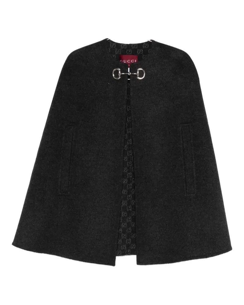 Gucci Jacquard-Cape mit Horsebit - Schwarz Schwarz