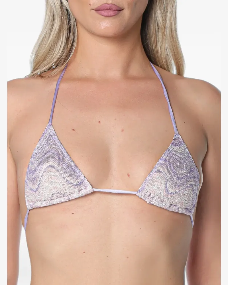 MC2 Saint Barth Leah Raschel wave-pattern bikini top - Violett Violett