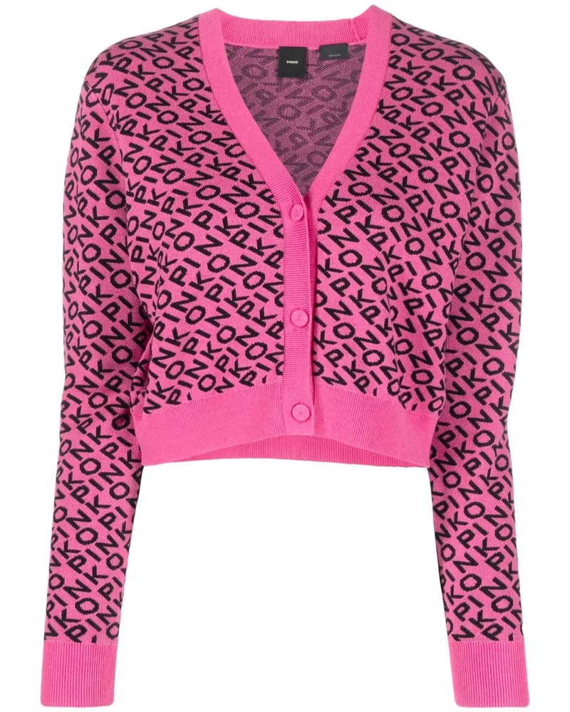 Pinko Cardigan aus Logo-Jacquard - Rosa Rosa