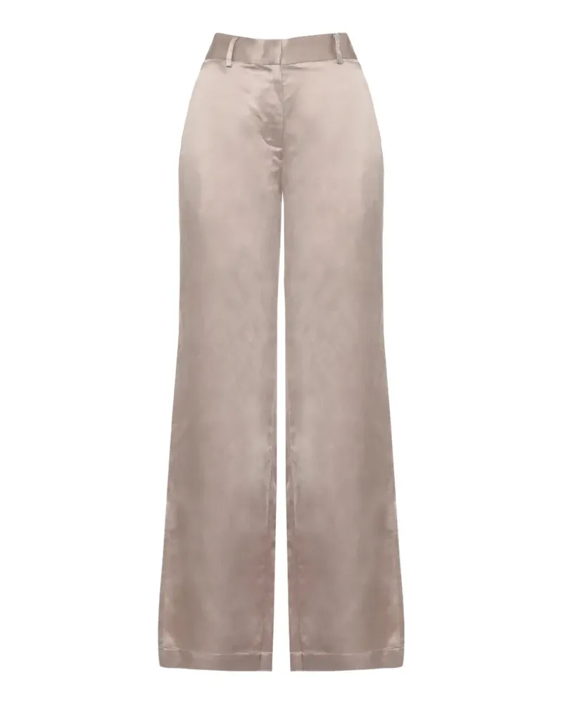 PANICALE Cashmere satin-finish wide-leg trousers - Nude Nude