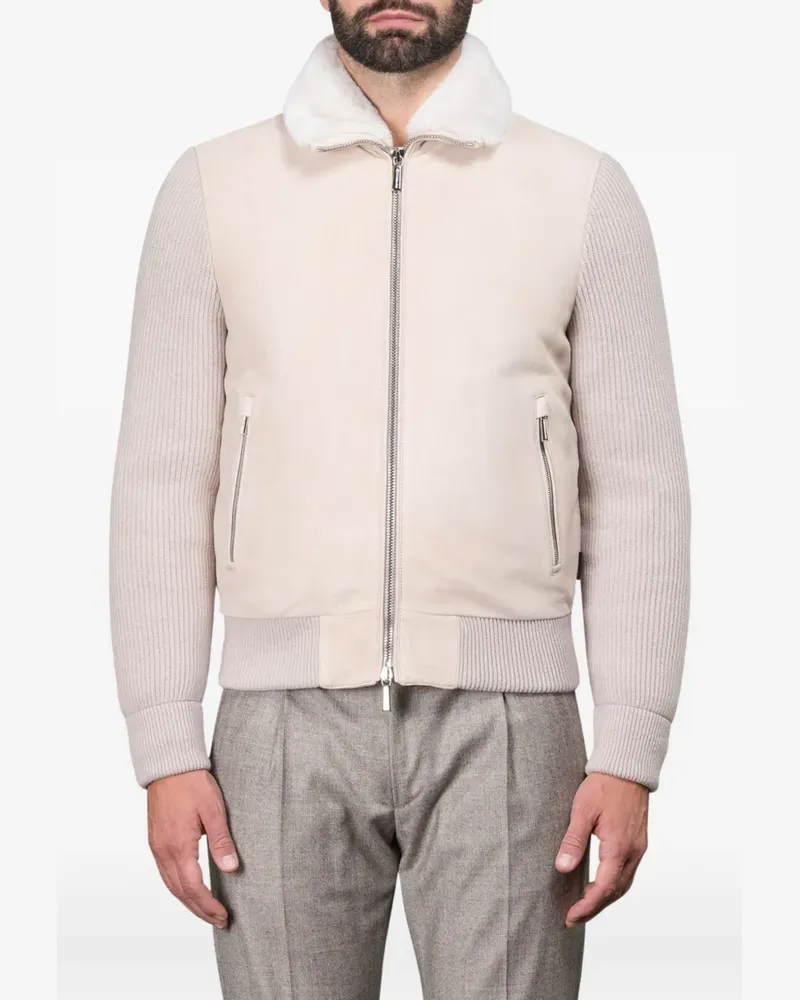 MOORER Campiglio fur-collar zip jacket - Nude Nude