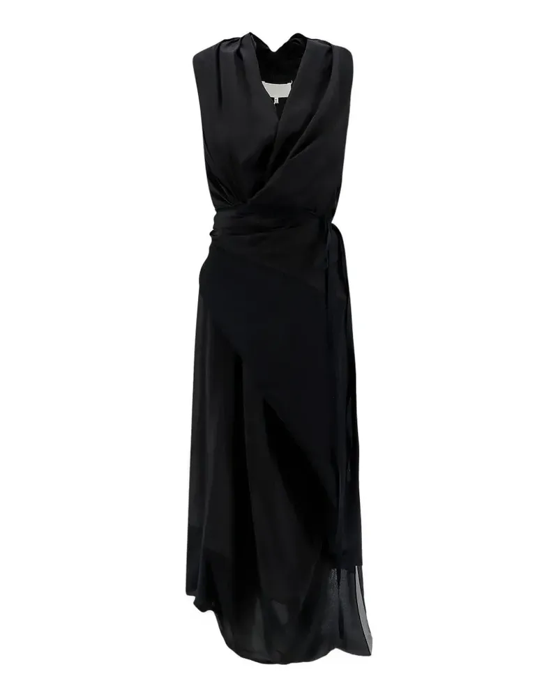 Maison Margiela draped wrap-style midi dress - Schwarz Schwarz