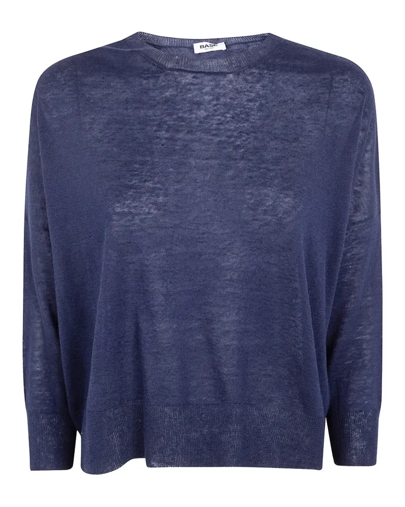BASE Milano Fein gestrickter Pullover mit tiefen Schultern - Blau Blau