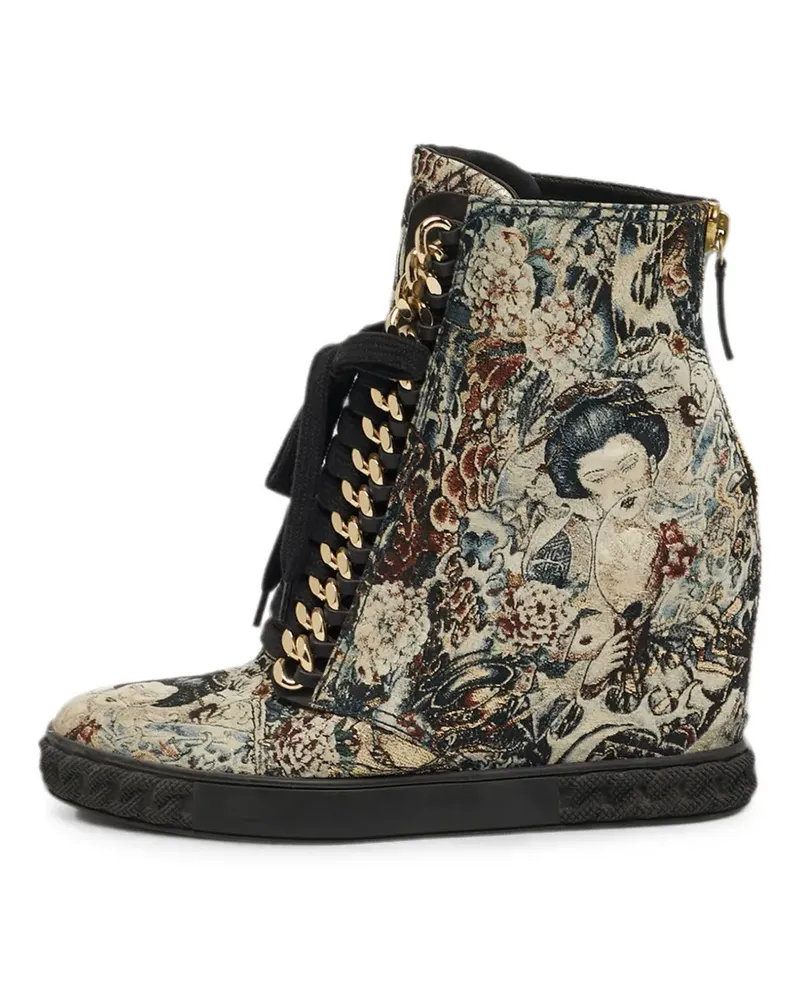 Casadei Brokat-Wedge-Sneakers mit Kettendetail - Nude Nude