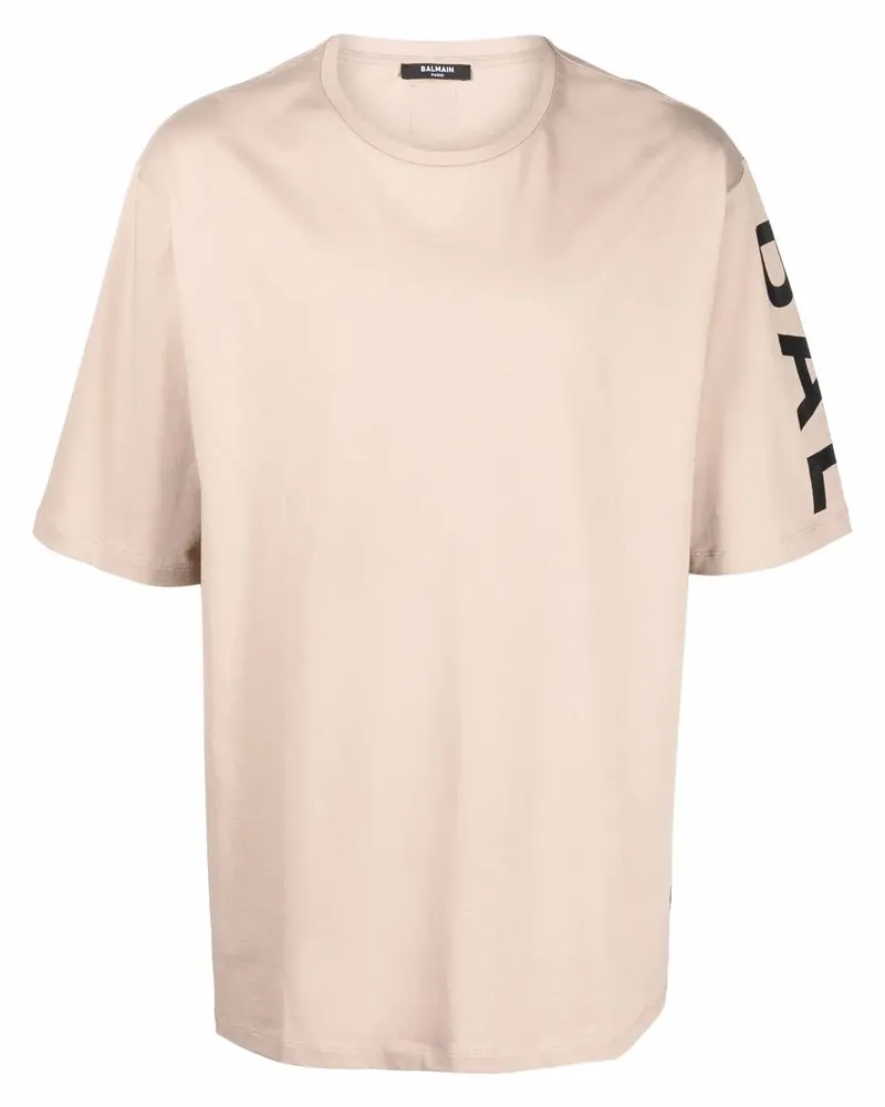 Balmain T-Shirt mit Logo-Print - Nude Nude