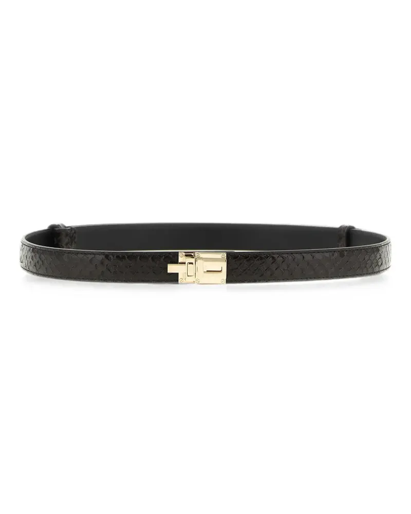 Tom Ford T Latch Gürtel mit Python-Effekt - Braun Braun