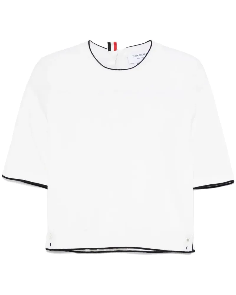 Thom Browne T-Shirt mit Logo-Streifen - Weiß Weiß