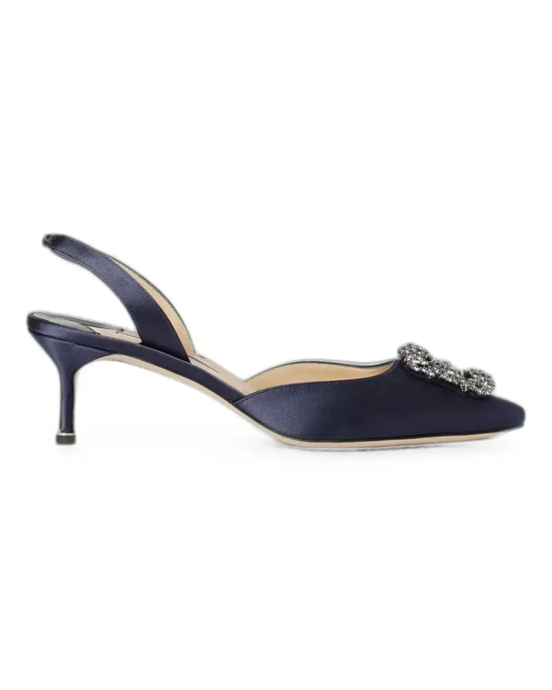 Manolo Blahnik Hangisli Slingback-Pumps mit Kristallschnalle - Blau Blau