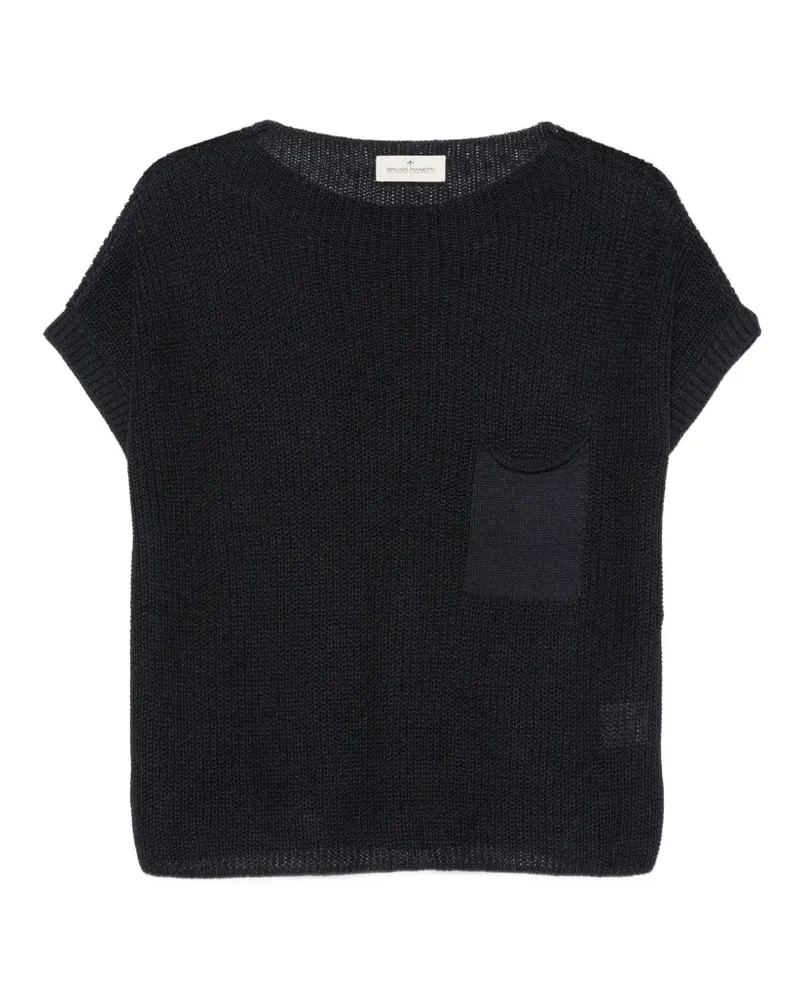 Bruno Manetti chest-pocket open-knit sweater - Blau Blau