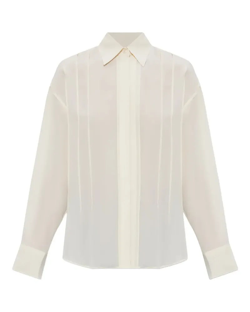 Victoria Beckham pleated-detail silk shirt - Nude Nude