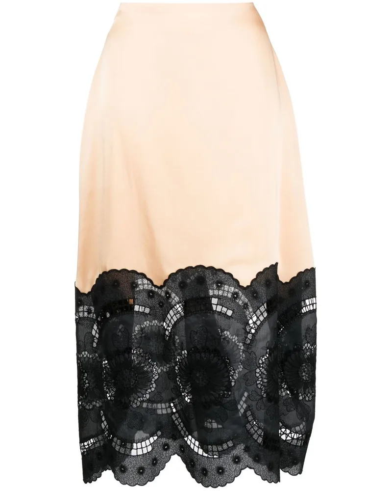 Stella McCartney Midirock mit Lochstickerei - Nude Nude