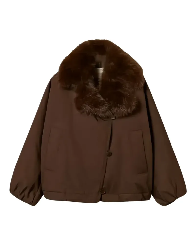 Twin-Set faux-fur collar button-up jacket - Braun Braun