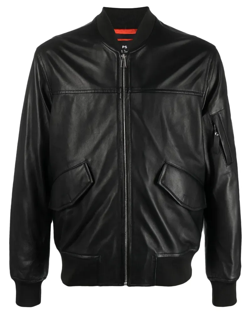 Paul Smith Lederjacke mit Reißverschluss - Schwarz Schwarz