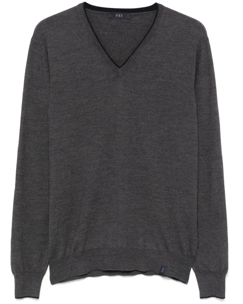 Fay Pullover mit V-Ausschnitt - Grau Grau