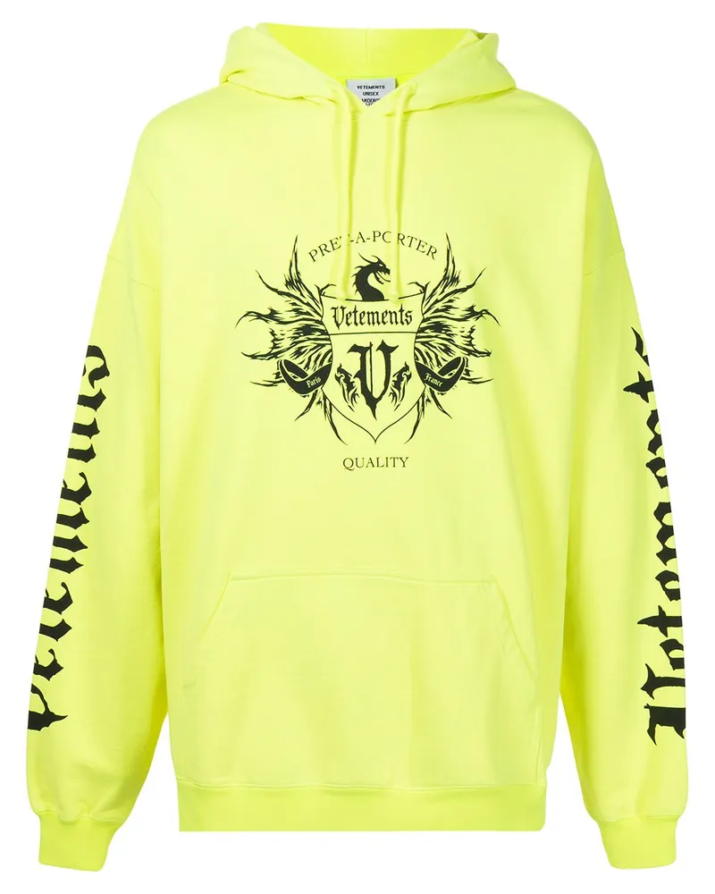 VETEMENTS Hoodie mit Logo-Print Gelb