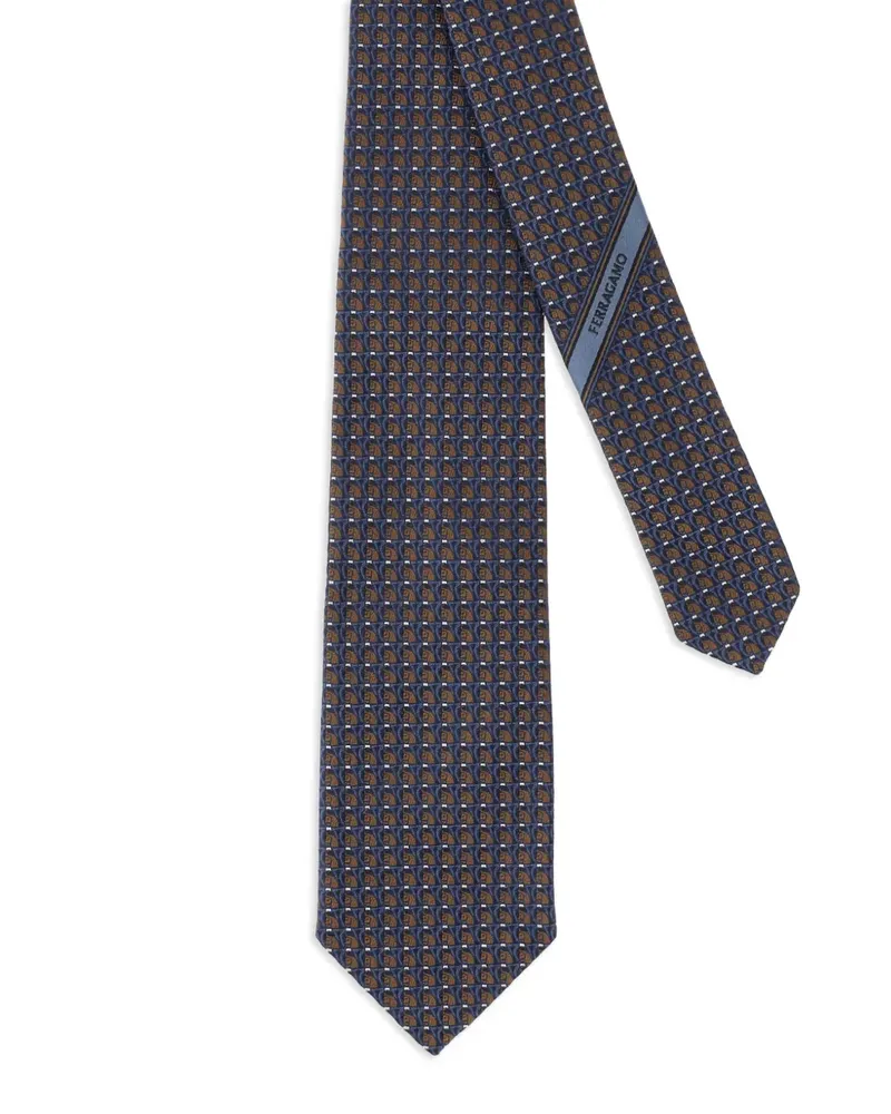 Ferragamo geometric-pattern silk tie - Blau Blau