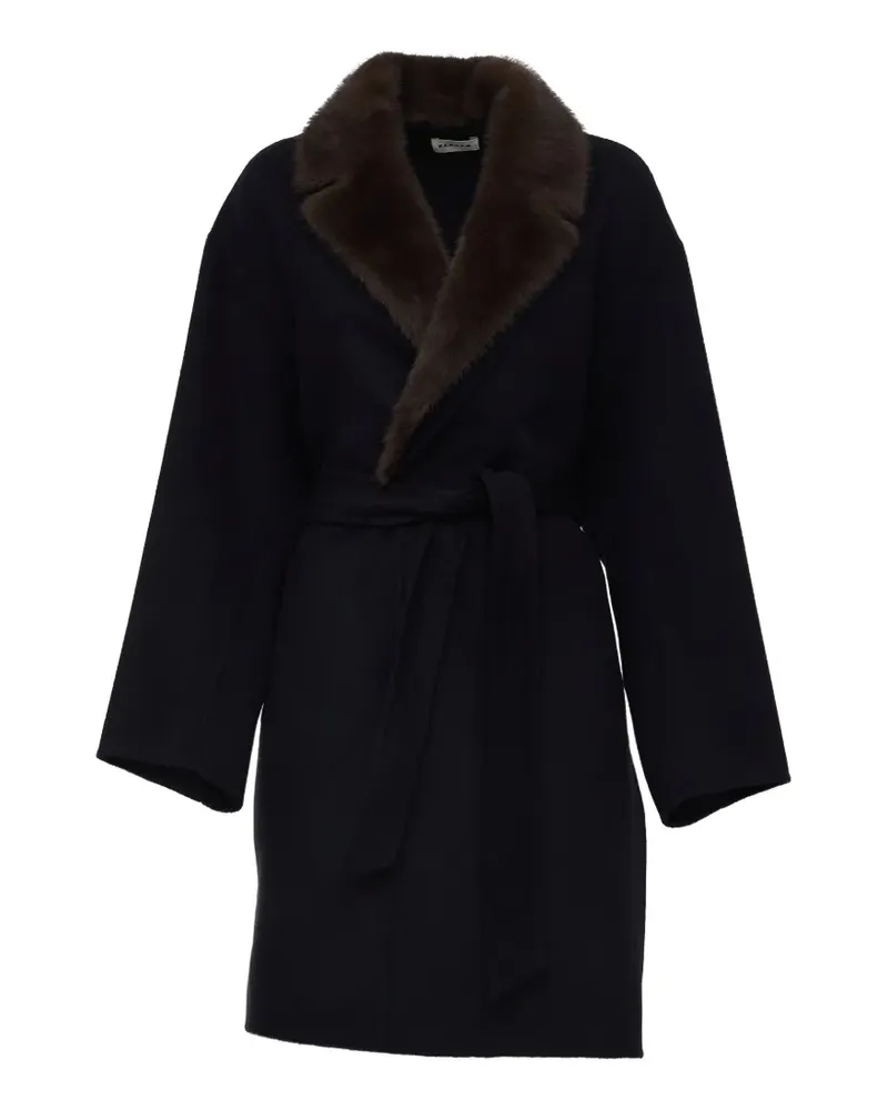 P.A.R.O.S.H. P.A.R.O H. faux-fur trim belted coat - Blau Blau