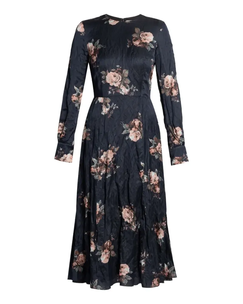 Erdem floral-pattern textured dress - Schwarz Schwarz