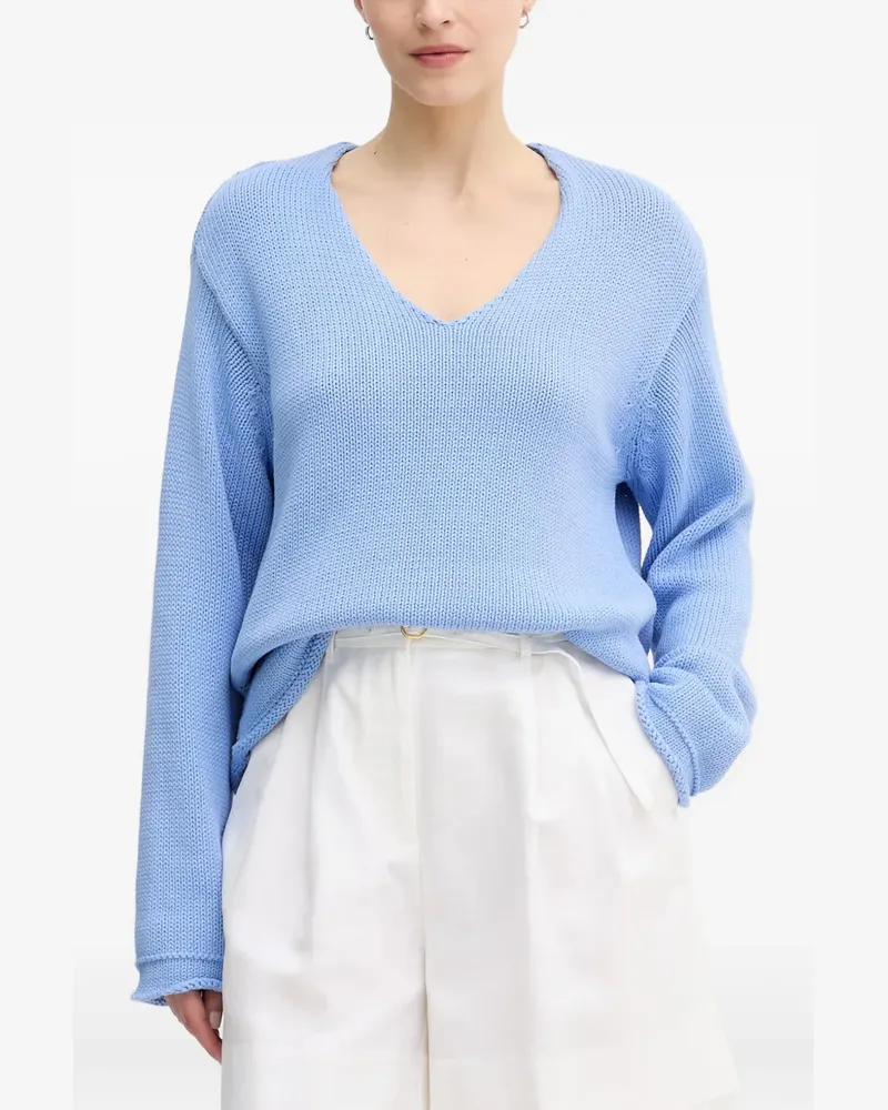 Mos Mosh MMBine V-neck chunky-knit sweater - Blau Blau