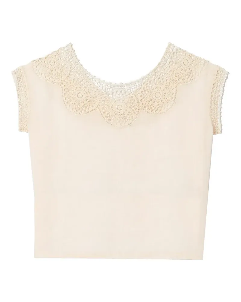 Nili Lotan Caila crochet-trim top - Nude Nude