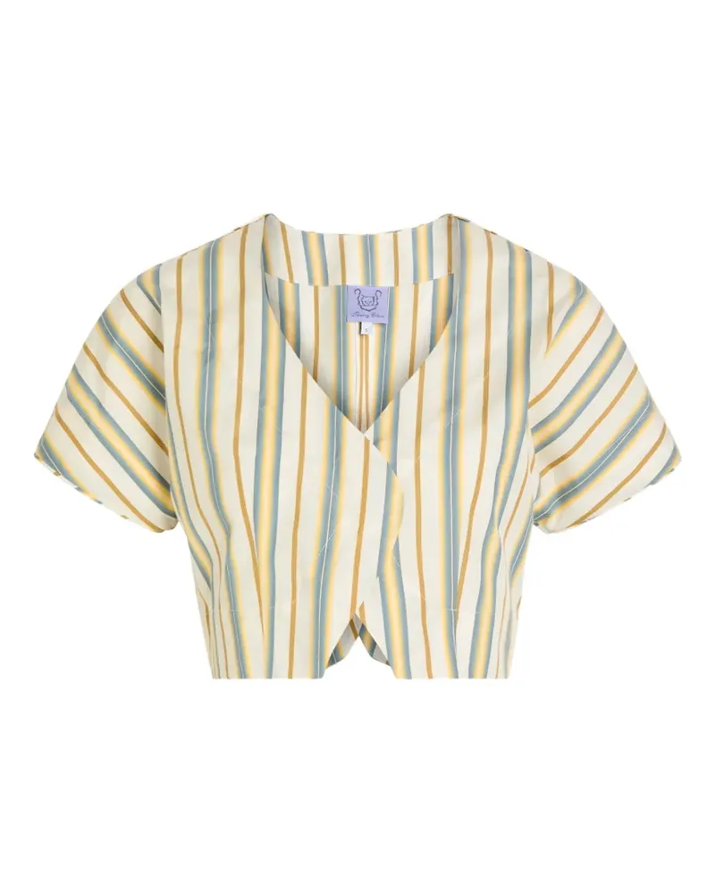 Thierry Colson striped-pattern cropped blouse - Gelb Gelb