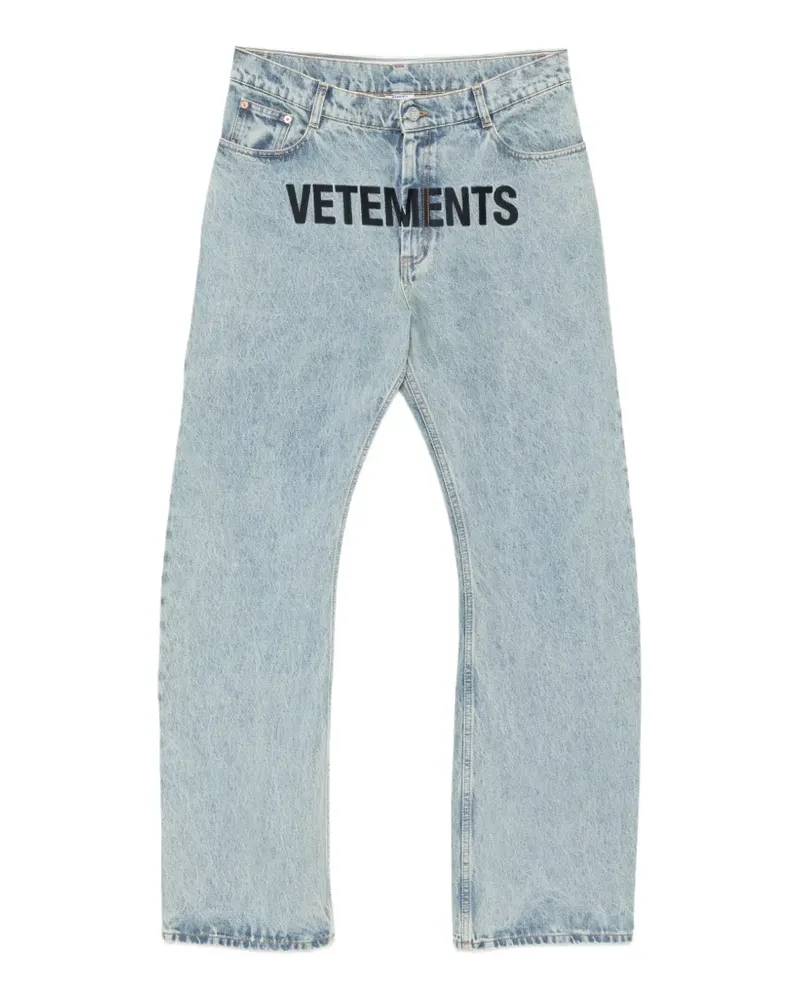 VETEMENTS logo-print loose-fit jeans - Blau Blau