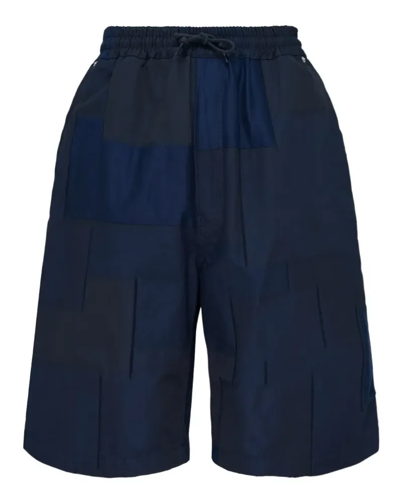 Comme des Garçons drawstring-detail patchwork cotton shorts - Blau Blau