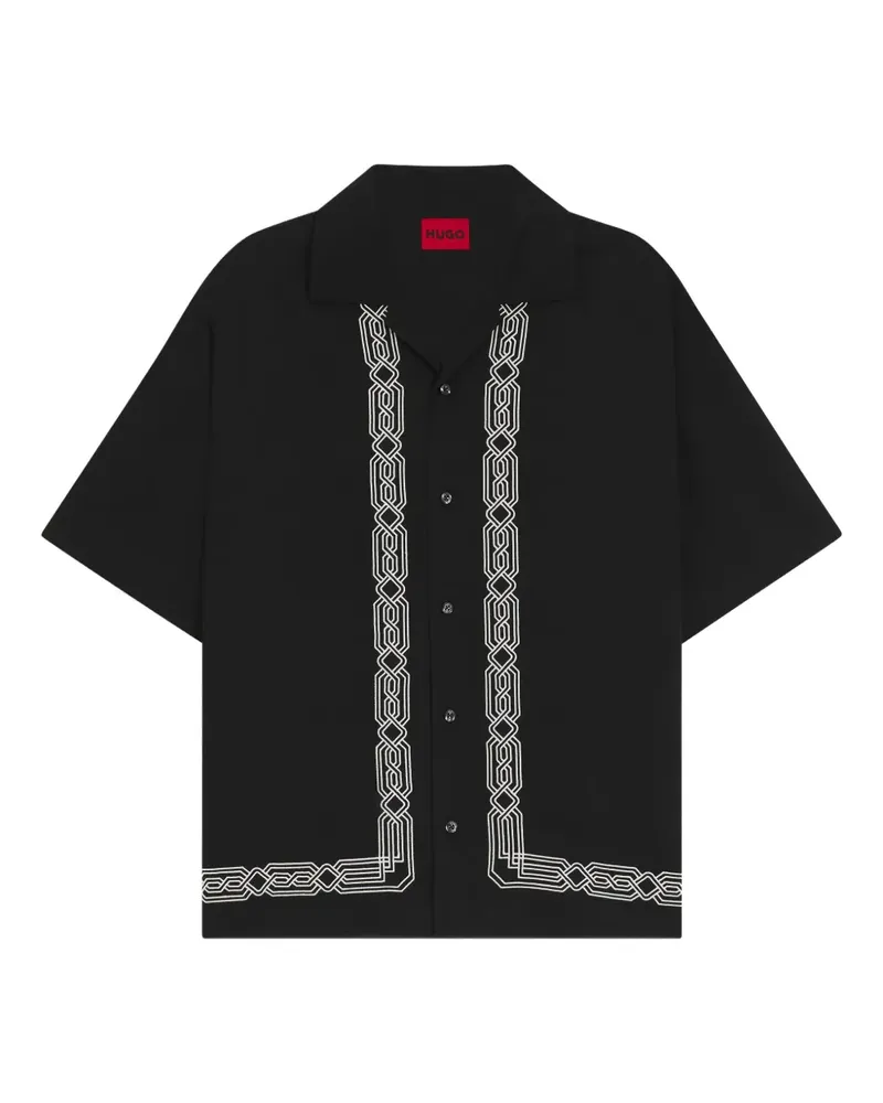 HUGO BOSS Kurzärmeliges Hemd mit Bortendetail - Schwarz Schwarz