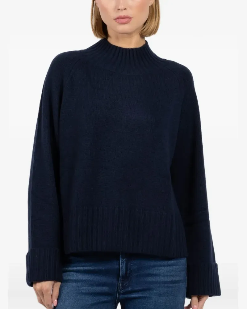 Autumn Cashmere 6 Ply Boxy mock neck sweater - Blau Blau