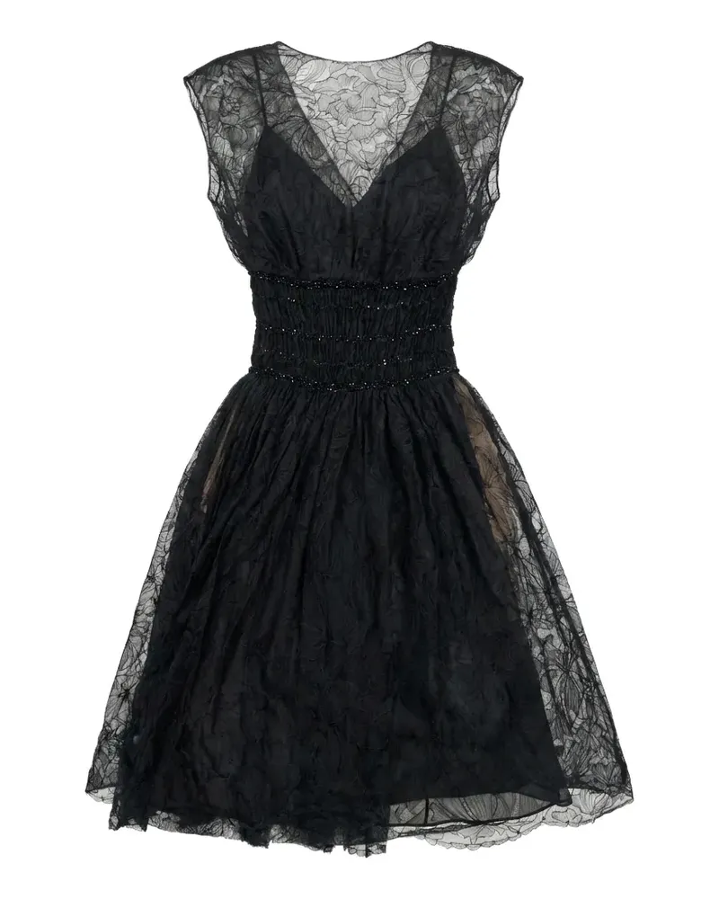 Valentino Garavani Minikleid mit Pailletten und Cape-Overlay - Schwarz Schwarz
