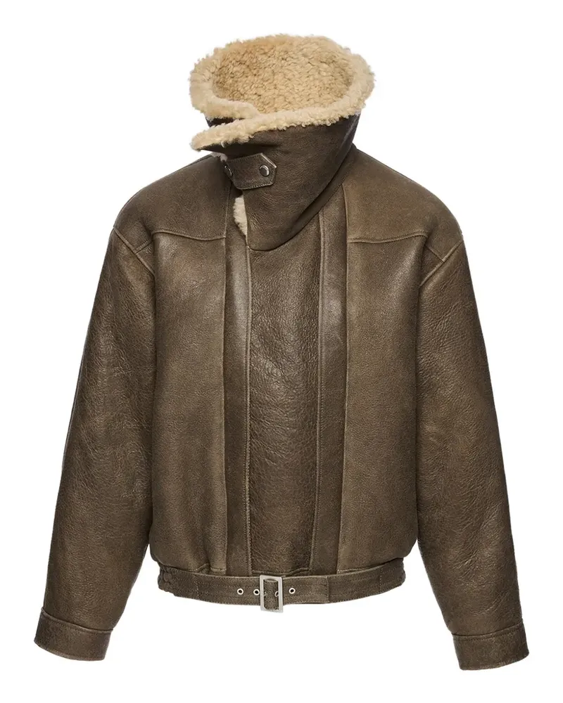 Magda Butrym shearling belted jacket - Braun Braun