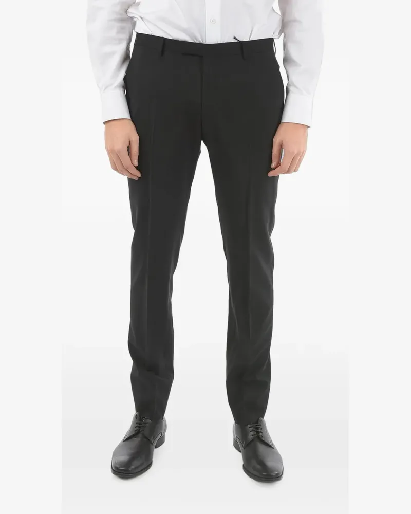 Corneliani flat-front jetted-pocket trousers - Schwarz Schwarz