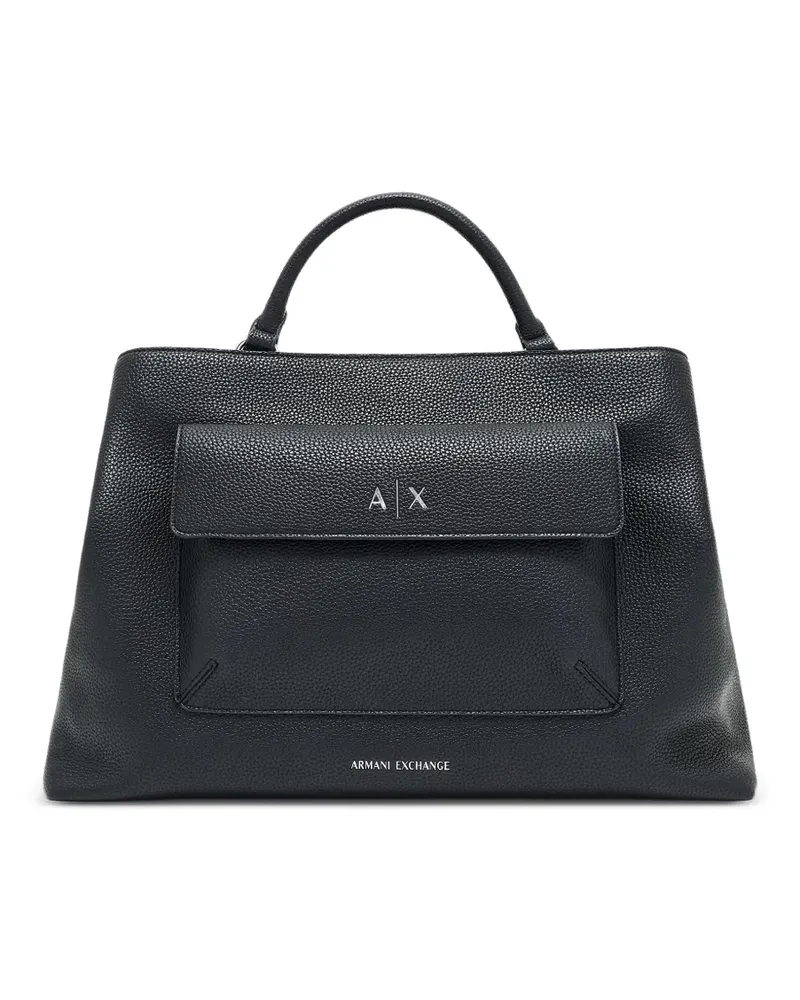 Armani Exchange Tote Bag mit Logo-Schild - Schwarz Schwarz