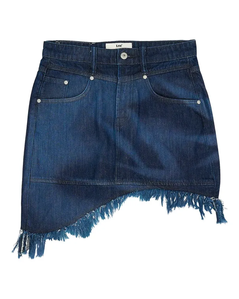 Feng Chen Wang x Lee asymmetric frayed denim mini skirt - Blau Blau