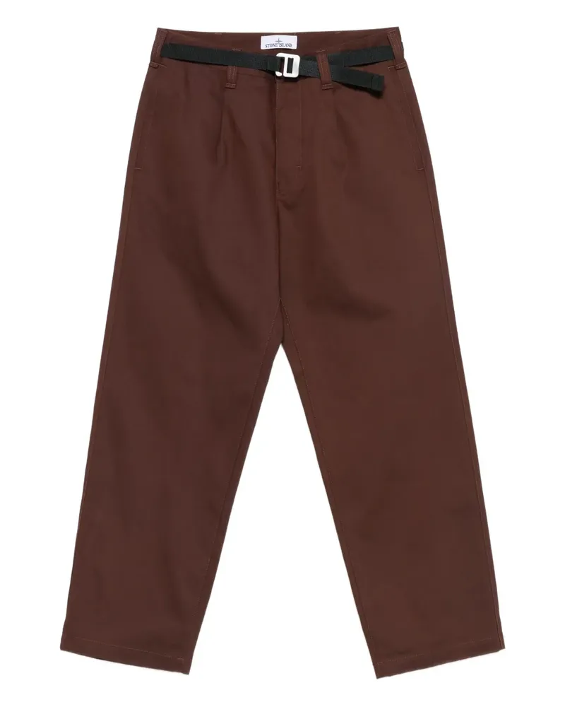 Stone Island Bundfaltenhose mit Gürtel - Braun Braun
