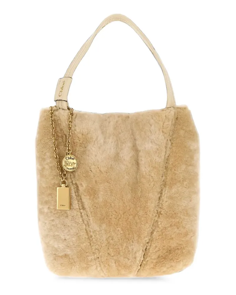 Chloé Kleine Shearling-Tote Bag - Nude Nude