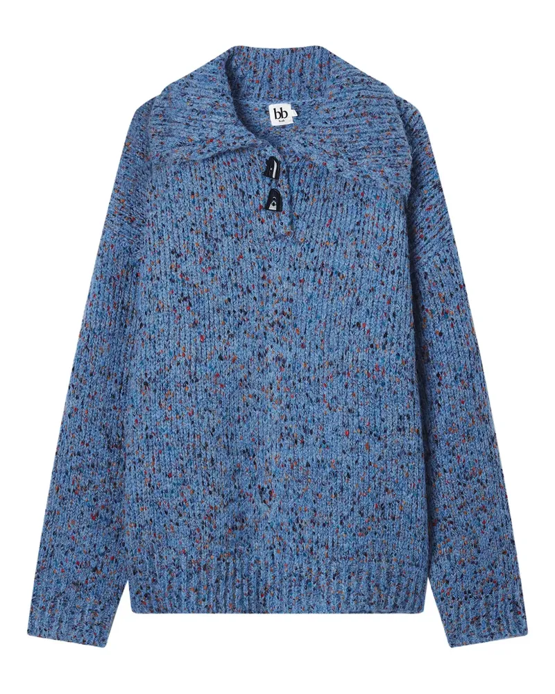 b+ab Pullover mit geknöpftem Kragen - Blau Blau