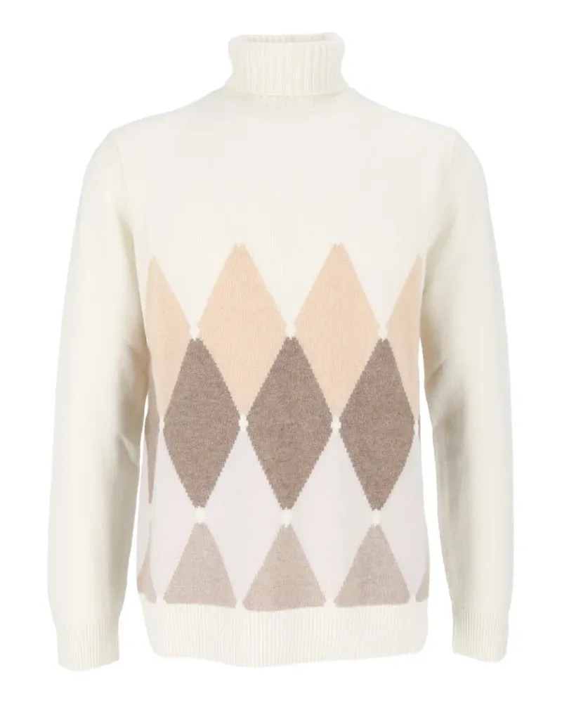 Ballantyne Kaschmirpullover mit Argyle-Muster - Weiß Weiß