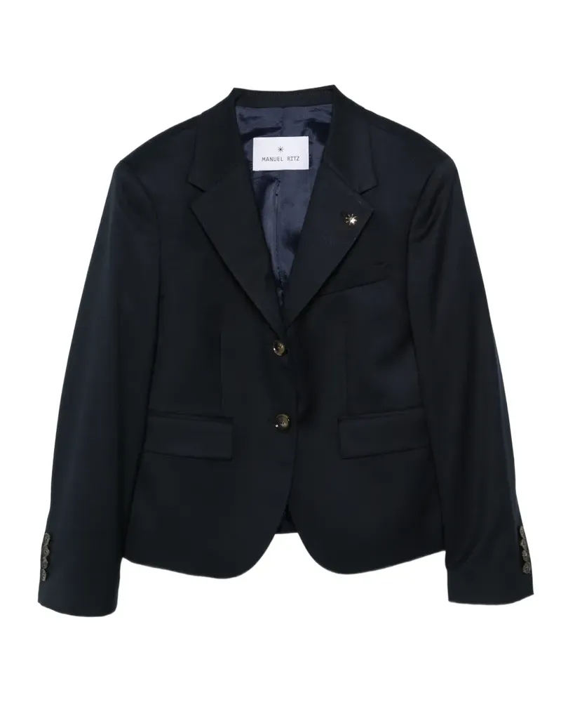 Manuel Ritz logo-pin single-breasted blazer - Blau Blau