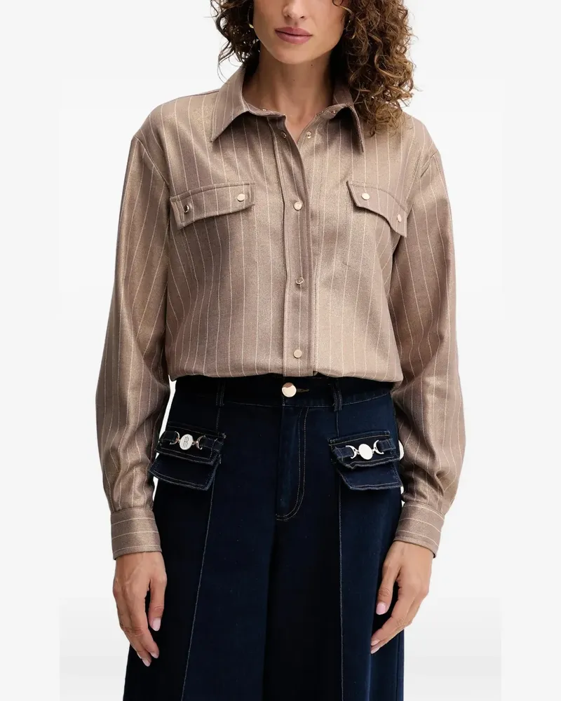 Fracomina pinstripe-print flap-pocket shirt - Braun Braun