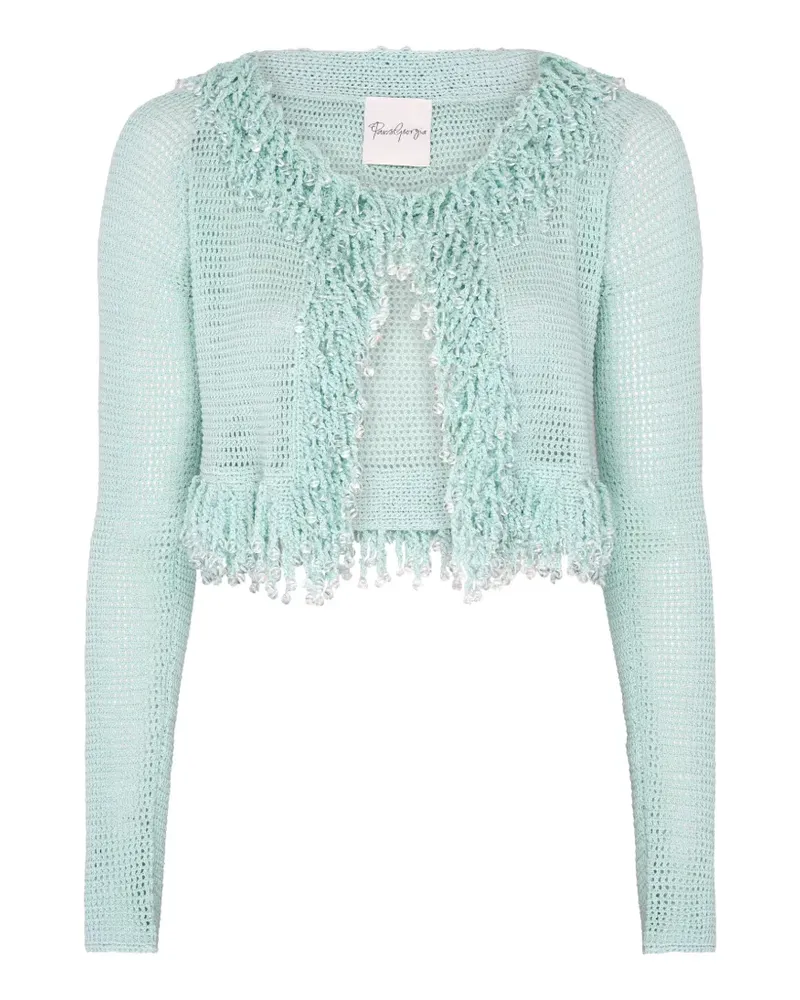 Paris Georgia Fishnet-Cardigan mit Fransen - Blau Blau