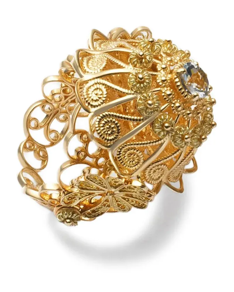 Dolce & Gabbana 18kt Filigree Gelbgoldring mit Aquamarin Gold