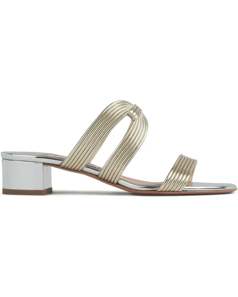 Aquazzura Metallic-Sandalen mit gerippten Riemen - Gold Gold