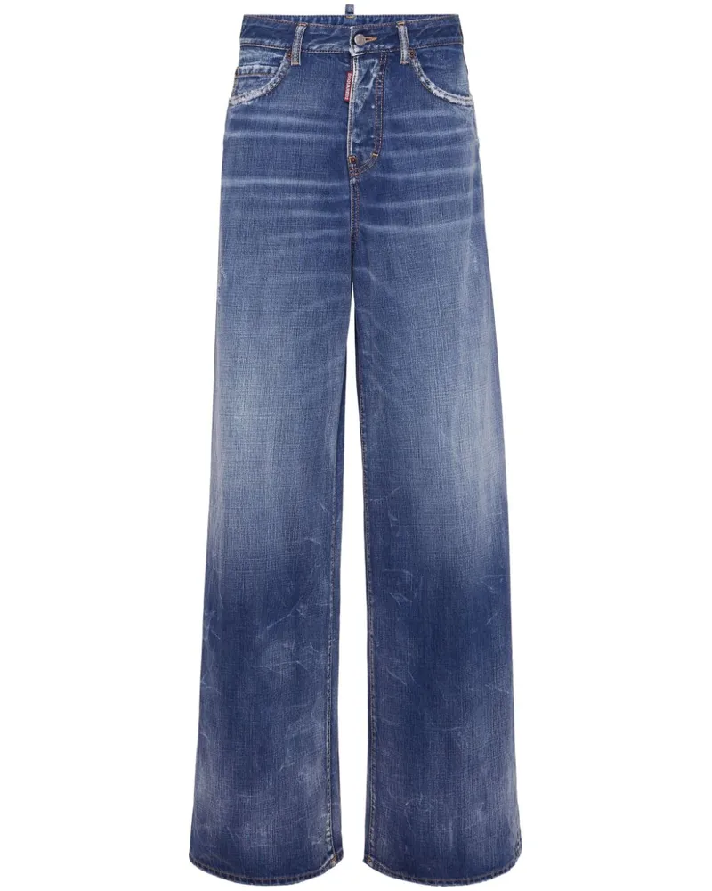 Dsquared2 Weite High-Rise-Jeans - Blau Blau