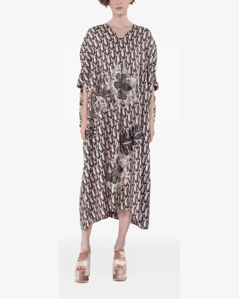 Biyan Print-Midikleid mit offenen Ärmeln - Nude Nude