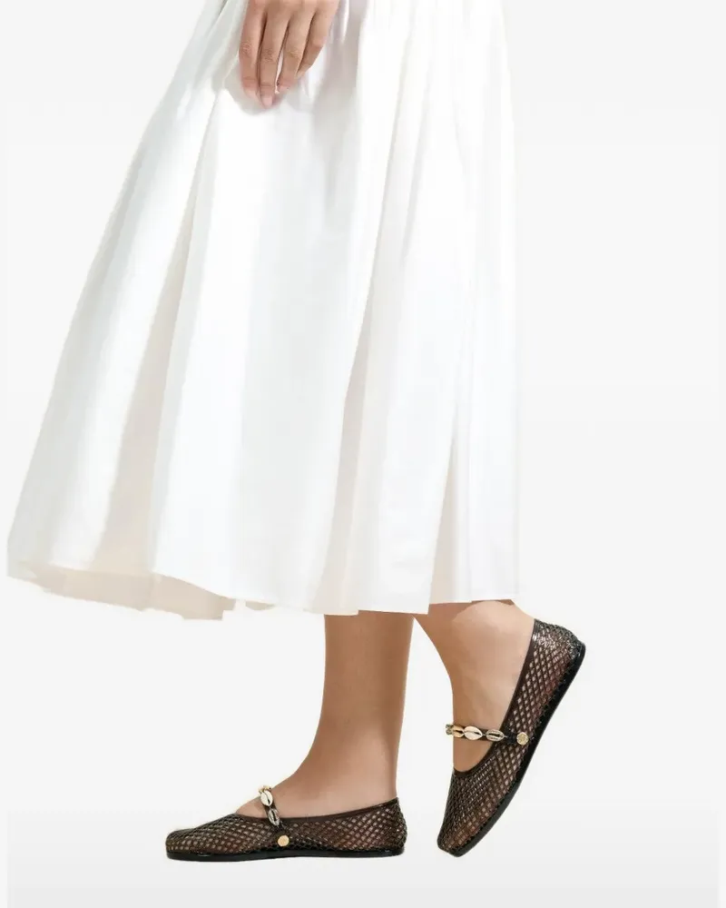 Ancient Greek Sandals Iro shell-embellished ballet flats - Schwarz Schwarz