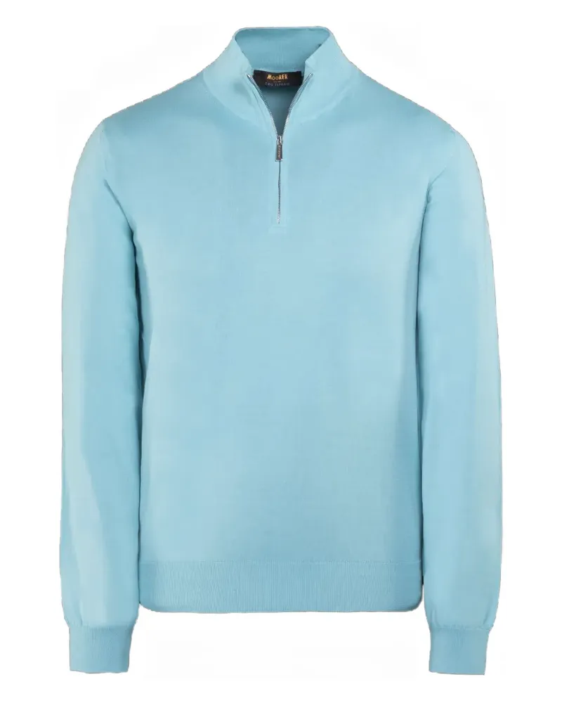 MOORER ATLANTE-SI5 Pullover mit kurzem Reißverschluss - Blau Blau