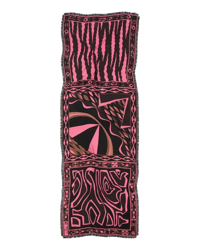 Emilio Pucci Ausgefranster Schal mit Iride-Print - Schwarz Schwarz